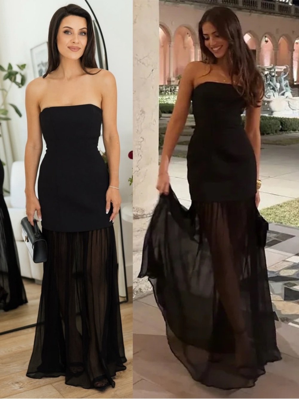 L’Academie by Marianna Amiens Strapless Drop Waist Gown Black NEW with tags